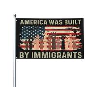Bandera "Estados Unidos fue construido por inmigrantes" de 4x6 pulgadas para exteriores. Bandera de apoyo a lo