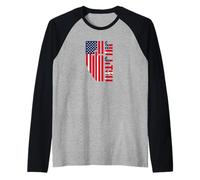 Bandera Estadounidense BJJ USA Jiu-Jitsu Camiseta Manga Raglan