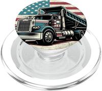 Bandera Estadounidense con camión volquete patriótico PopSockets PopGrip para MagSafe