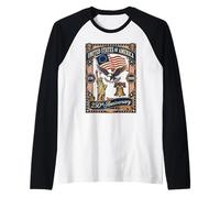 Bandera Estadounidense de 250 años, 250 Aniversario, USA Eagle Liberty Camiseta Manga Raglan