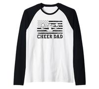 Bandera Estadounidense de Cheer Dad, Divertida porrista, Día del Padre Camiseta Manga Raglan