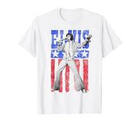 Bandera Estadounidense de Elvis Presley Camiseta, Hombre, Blanco, L