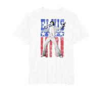 Bandera Estadounidense de Elvis Presley Camiseta, Hombre Tallas Grandes, Blanco, 6X Alto
