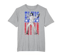 Bandera Estadounidense de Elvis Presley Camiseta, Hombre Tallas Grandes, Gris Jaspeado, 5X Alto
