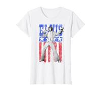 Bandera Estadounidense de Elvis Presley Camiseta, Mujer, Blanco, M