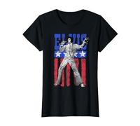 Bandera Estadounidense de Elvis Presley Camiseta, Mujer, Negro, 3XL