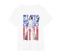 Bandera Estadounidense de Elvis Presley Camiseta, Mujer Tallas Grandes, Blanco, 1XL Grande