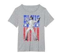 Bandera Estadounidense de Elvis Presley Camiseta, Mujer Tallas Grandes, Gris Jaspeado, 5XL Grande