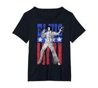 Bandera Estadounidense de Elvis Presley Camiseta, Mujer Tallas Grandes, Negro, 4XL Grande