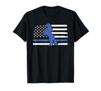 Bandera estadounidense de oficial de policía de caballo de línea azul delgada vintage Camiseta