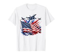 Bandera Estadounidense del 250 Aniversario de un avión de Combate del Día de la Independencia Camiseta
