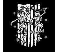 Bandera estadounidense, esqueleto bailando en Navidad, Feliz Navidad Pegatinas artísticas de vinilo 49.2x57.6cm Cultura del tatuaje Blanco