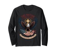 Bandera Estadounidense One Nation Under God Eagle 250 Years Blessed Manga Larga