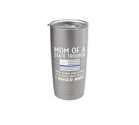 Bandera estadounidense Proud State Trooper Mom Mother Thin Blue Line Vaso térmico de acero inoxidable de doble pared