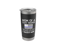 Bandera estadounidense Proud State Trooper Mom Mother Thin Blue Line Vaso térmico de acero inoxidable de doble pared