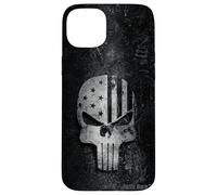 Bandera Estadounidense táctica Militar patriótica con Calavera Envejecida Carcasa para iPhone 15 Plus