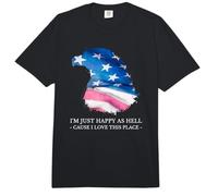Bandera Estadounidense USA Eagle Graphic Happy I Love This Place Comfort Colors Adult Heavyweight T-Shirt