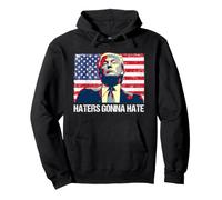 Bandera Estadounidense Vintage Pro Trump 2024 Haters Gonna Hate para Hombre Sudadera con Capucha