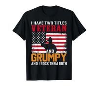 Bandera Estadounidense Vintage Tengo Dos títulos: Grumpy and Veteran Grandpa Camiseta