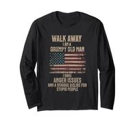Bandera estadounidense Walk Away I Am A Grumpy Old Man Manga Larga
