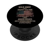 Bandera estadounidense Walk Away I Am A Grumpy Old Man PopSockets PopGrip Adhesivo