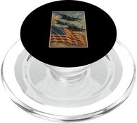 Bandera estadounidense y aviones de combate vintage 4 de julio patriótico PopSockets PopGrip para MagSafe