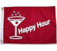Bandera Exterior Happy Hour Fish Red Garden Colores Bandera Horizontal Personalizada Robusta Pabellón Naval Para Evento Jardín Cumpleaños 90X150Cm