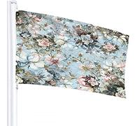 Bandera floral 4x6 FT Bouquet of Love Rose Flower Bud Leaf Spring Banderas al aire libre Grandes Welcome Yard Banners Home Garden Yard Lawn Decor Pink Green Blue