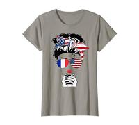 Bandera Francesa Americana de café mamá niña Hermana tía Francia Estados Unidos Camiseta