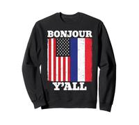 Bandera Francesa Americana de Estados Unidos Francia Bonjour Y'all Sudadera