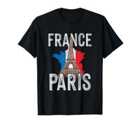 Bandera Francesa de la Torre Eiffel de Francia París, Signo Camiseta gráfica económica, Hombre, Negro, XL