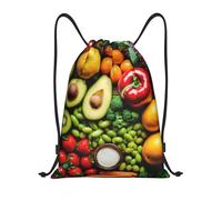 Bandera francesa impresión bolsas con cordón mochila bolsa deporte gimnasio bolsa bolsa cordón bolsa compras cadena bolsa, Frutas de hortalizas1, S