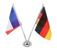 Bandera Francesa Pequeña de Escritorio con Soporte de Mástil | Poliéster y Acero Inoxidable, Decoración Profesional para Negociaciones y Centro de Mesa, Fácil de Reemplazar