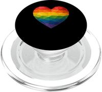 Bandera geométrica arcoíris corazón bajo poliéster LGBTQ PopSockets PopGrip para MagSafe