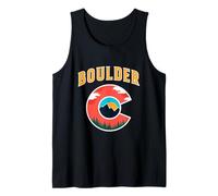 Bandera geométrica del Estado de Colorado Boulder Travel Retro Estética Camiseta sin Mangas