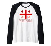 Bandera Georgiana de Georgia patriótica para Hombres, Mujeres y niños Camiseta Manga Raglan