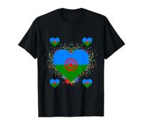 Bandera Gitana Corazón Bandera - Bandera Gitana Internacional romaní Camiseta gráfica económica, Hombre, Negro, XL