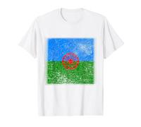 Bandera Gitana Corazón Bandera - Bandera Gitana Internacional romaní Camiseta gráfica económica, Hombre, Blanco, XL