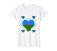 Bandera Gitana Corazón Bandera - Bandera Gitana Internacional romaní Camiseta gráfica económica, Mujer, Blanco, XL