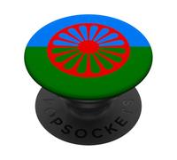 Bandera Gitana Corazón Bandera - Bandera Gitana Internacional romaní PopSockets PopGrip Adhesivo