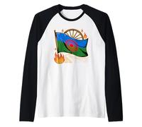 Bandera Gitana romaní del Pueblo romaní Camiseta Manga Raglan