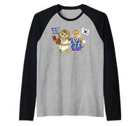 Bandera Grecia Corea del Sur Raíces Greco-Surcoreanas Camiseta Manga Raglan