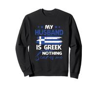 Bandera Griega para Mujer My Husband Is Greek Nothing Scares Me Sudadera