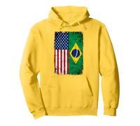 Bandera híbrida Vintage Envejecida de Estados Unidos y Brasil Sudadera con Capucha