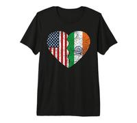Bandera India Americana corazón raíces India Estados Unidos América Hombres Mujeres Camiseta Premium