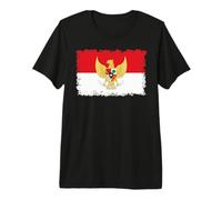 Bandera Indonesia con Emblema Camiseta Premium