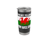 Bandera internacional de Gales con texto en inglés "I'm Not Yelling" Vaso térmico de acero inoxidable de doble pared
