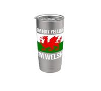 Bandera internacional de Gales con texto en inglés "I'm Not Yelling" Vaso térmico de acero inoxidable de doble pared