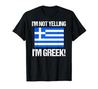 Bandera Internacional Griega con Texto en inglés I'm Not Yelling Camiseta