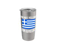 Bandera internacional griega con texto en inglés "I'm Not Yelling" Vaso térmico de acero inoxidable de doble pared